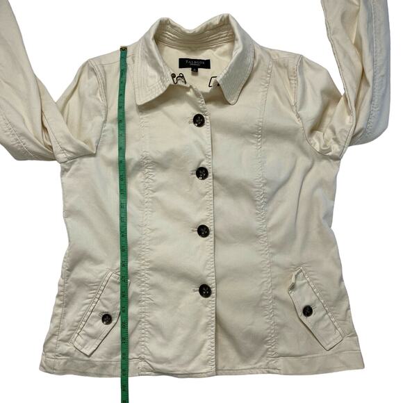 TALBOTS Ivory White Twill Utility Jacket Size 10 Womens Button Cotton Nylon - Picture 9 of 10